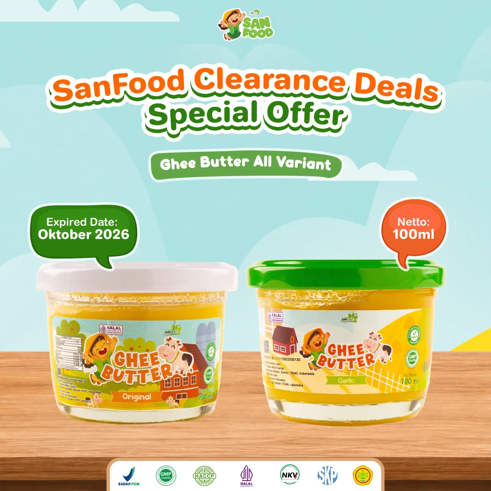 SANFOOD BRILIAN Ghee Naturals Grass Feed Butter 100 ML