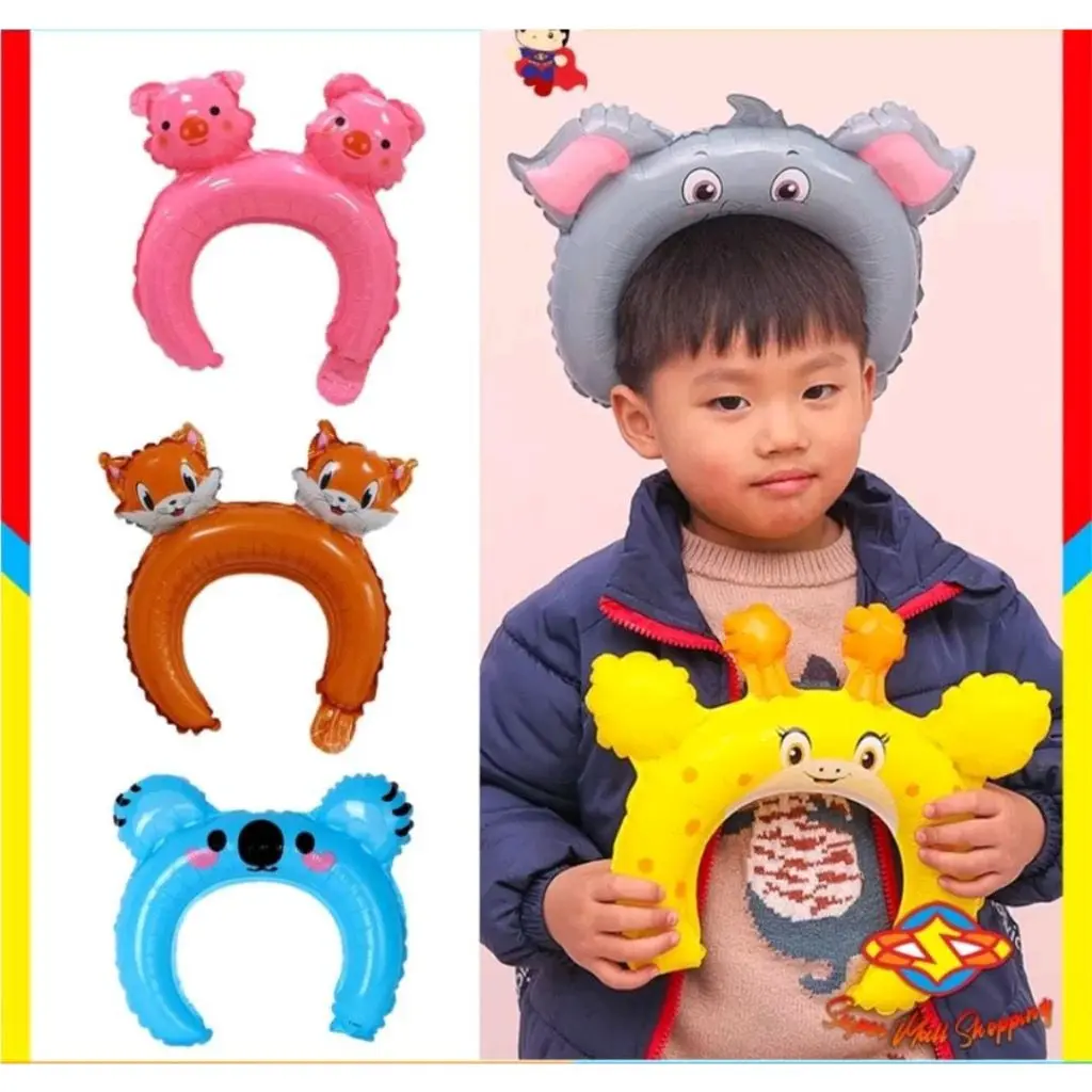 [Versi 2] Balon Bando Karakter Hewan Balon Foil Kartun Animal Headband