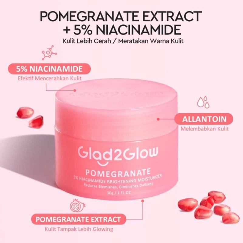 ￼Glad2Glow Moisturizer Series Pomegranate 5% Niacinamide Brightening Blueberry 5% Blueberry Moisturizer Cream 5x Ceramide Skin Barrier Repair Yuja Symwhite 377 Dark Spot Centella Allantoin Soothing Moisturizer Gel Cica Oil-Control Hydrating 2