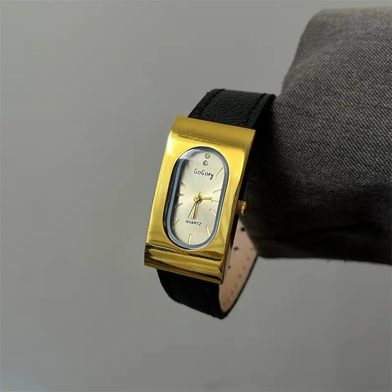[FREE GELANG] POMER Jam Tangan Wanita Casual High-End  Leather Belt Retro Square Luxury Mewah Jam Korea Aesthetic 3