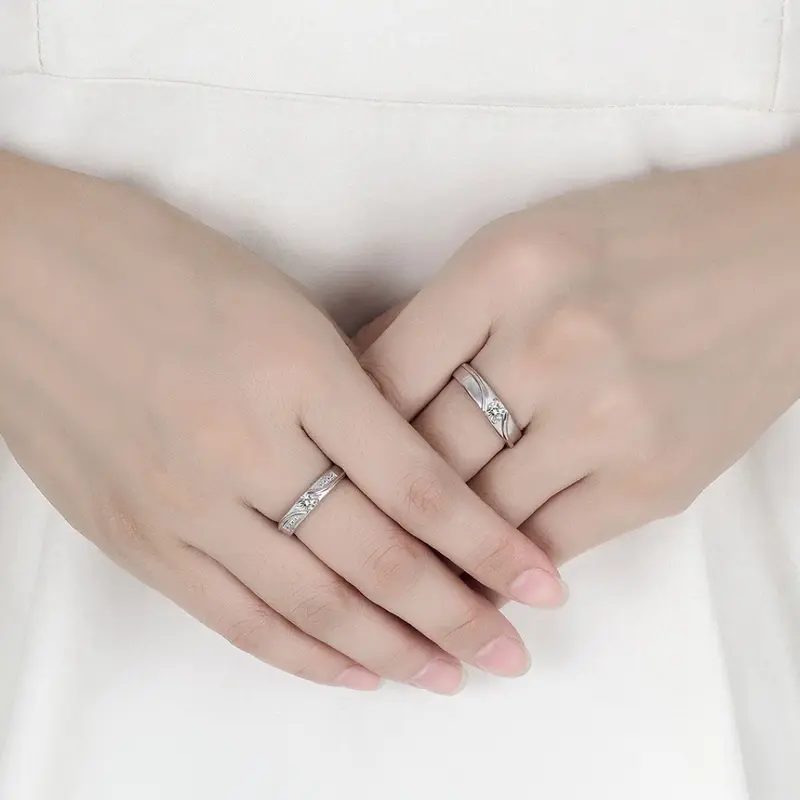 Cincin 2Pcs Couple Silver Perak Plated Tunangan Nikah Sepasang CCSP2 2