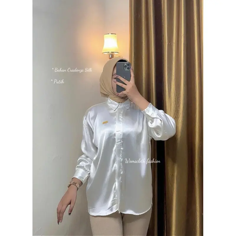 Kemeja Wanita Basic Cradenza Silk Polos Premium 7