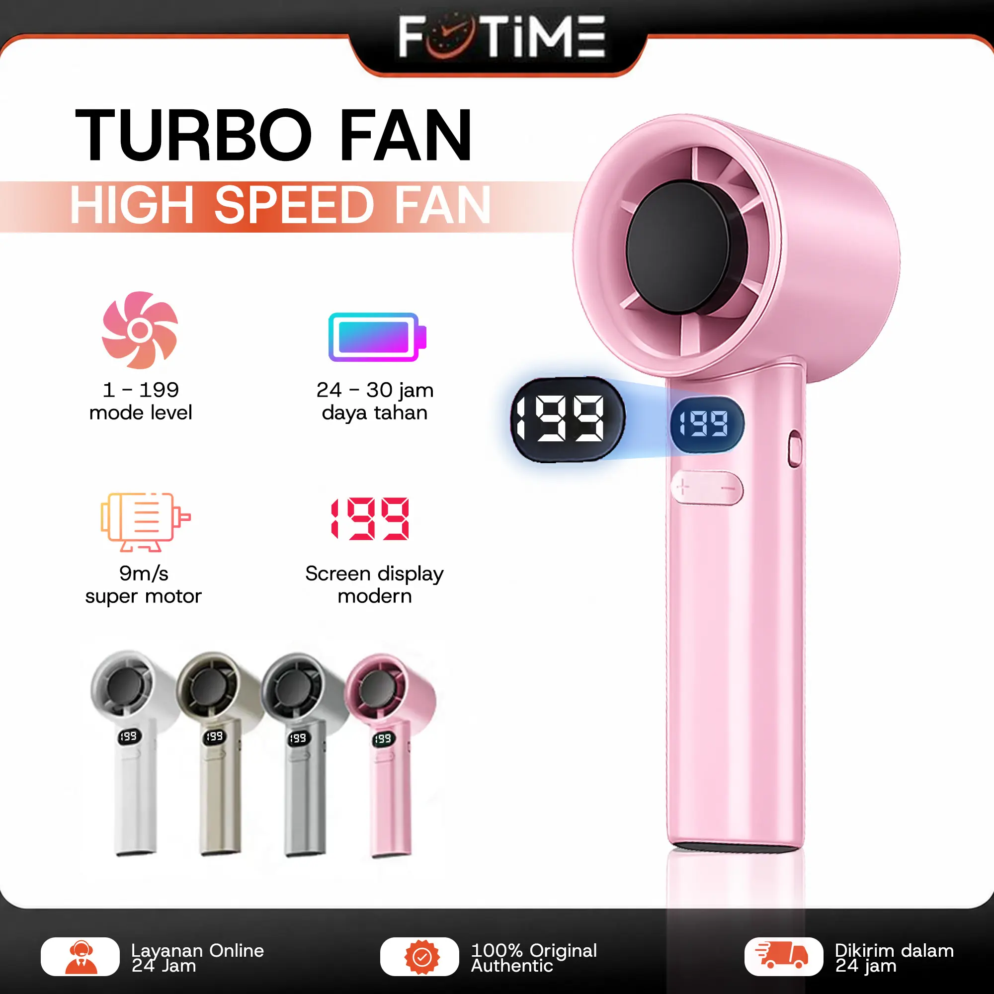 【199lvl Kecepatan】FOTIME Turbo Fan 199 Level Kecepatan Angin High Speed Turbo Angin Kencang Wireless Portable Rechargeable MF11
