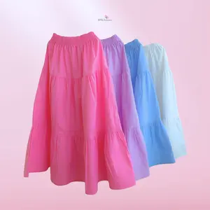 Hanna Skirt by little.hanaaa| Rok Flare Rempel Susun Katun Poplin Anak (1-10 Tahun) dan Dewasa Panjang Anak-Anak Mommy Remaja Perempuan