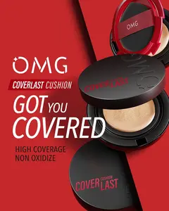 OMG Oh My Glam Coverlast Cushion 15g | Cushion Foundation Concealer Skin Tint Make Up High Coverage Dewy Finish