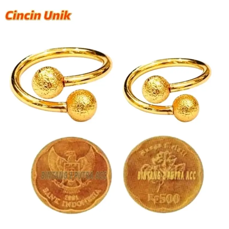 CINCIN WANITA TERBARU MOTIF BOLA TERBUAT DARI KOIN LOGAM ANTI KARAT TIDAK LUNTUR Rings Aksesoris Hadiah 0