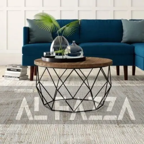 Meja tamu TMP taesthetic motif marmer, Meja ruang tamu bulat minimalis set aesthetic Furniture Besi Table