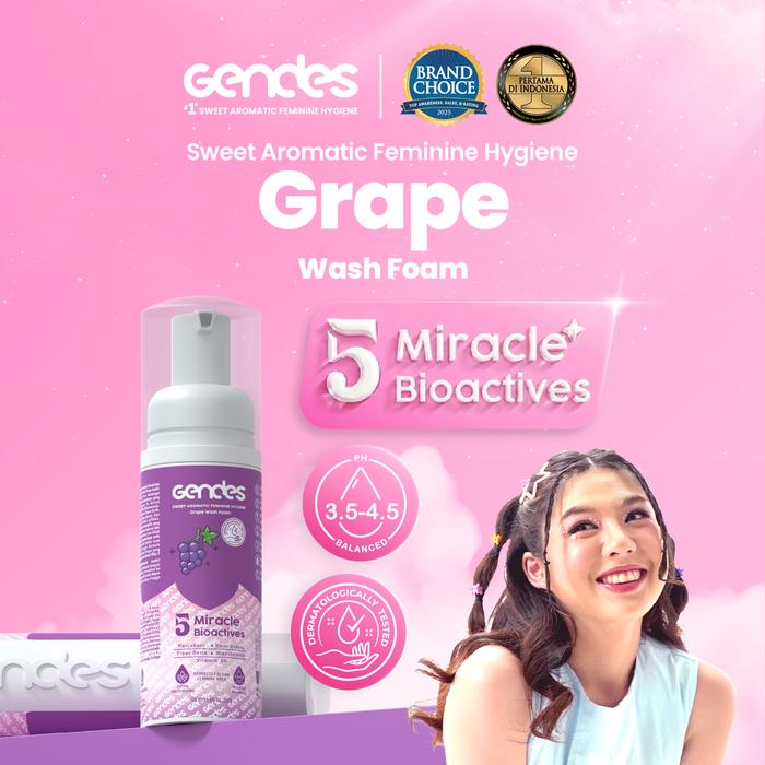 Gambar Gendes Sweet Aromatic Feminine Care Wash Foam Grape 5 Miracle Bioactives 55 ml | Pembersih Area kewanitaan dari Gendes id Kota Bekasi Tokopedia