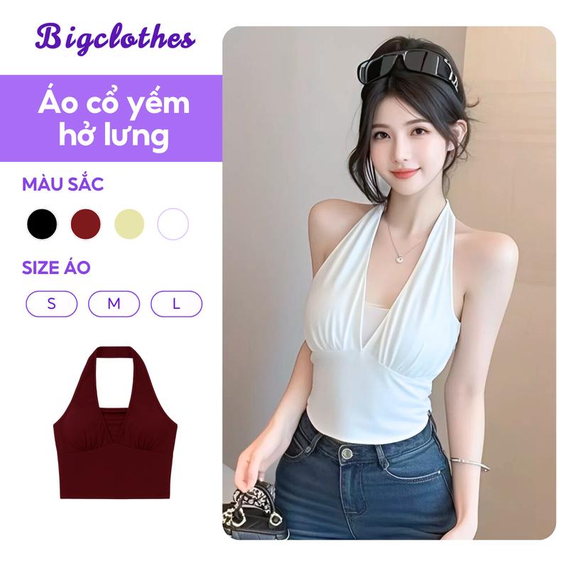 [Tặng Ghim Áo] Áo Ba Lỗ Cổ Yếm Hở Lưng BigClothes, Áo Yếm Dáng Ôm Body Thắt Nơ Lưng Thời Trang Quyến Rũ C07