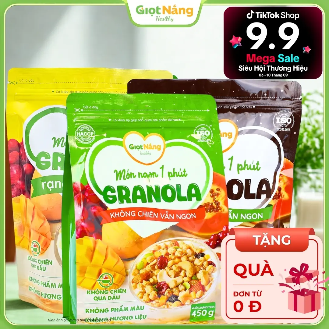 Granola Giọt Nắng Mới Ngon Giòn Với Viên Yến Mạch Gạo Lứt Trái Cây Mới Từ Nông Sản Giọt Nắng Dịp Tết Trung Thu