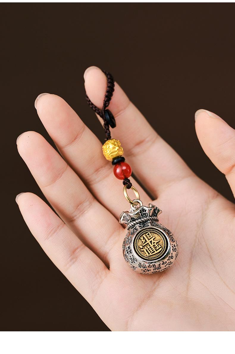 Product Introduction of Feng Shui pendant Chinese Zodiac Sun Dou gold Momofu money bag can be rotated fortune bag key Car key link pendant men and women fortune 15