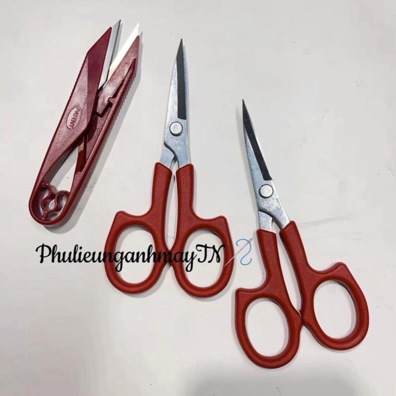 [ GIÁ 3 MÓN ] combo 1 kéo mũi thẳng 1553 + 1 kéo mũi cong 1553 + kéo bấm pin đỏ 1523 - Dùng cắt tích, cắt lông gà, mổ túi bổ cơi nhỏ gọn