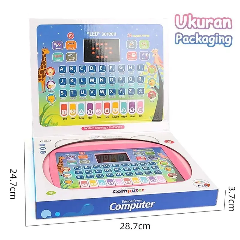 Tab Anak Mainan Tablet Belajar  English Laptop  Edukasi Komputer 2in1 Huruf Musik Piano Perkembangan Berpikir Pelatihan Daya Ingat Intelektual Bahasa Inggris Edukatif Utk Hadiah Ultah Kado Permainan Plastik 2