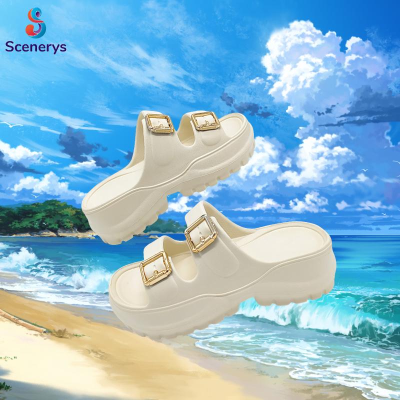 Scenerys Sandal anak perempuan dengan hak baji yang lembut, sandal EVA ukuran 30-35 7