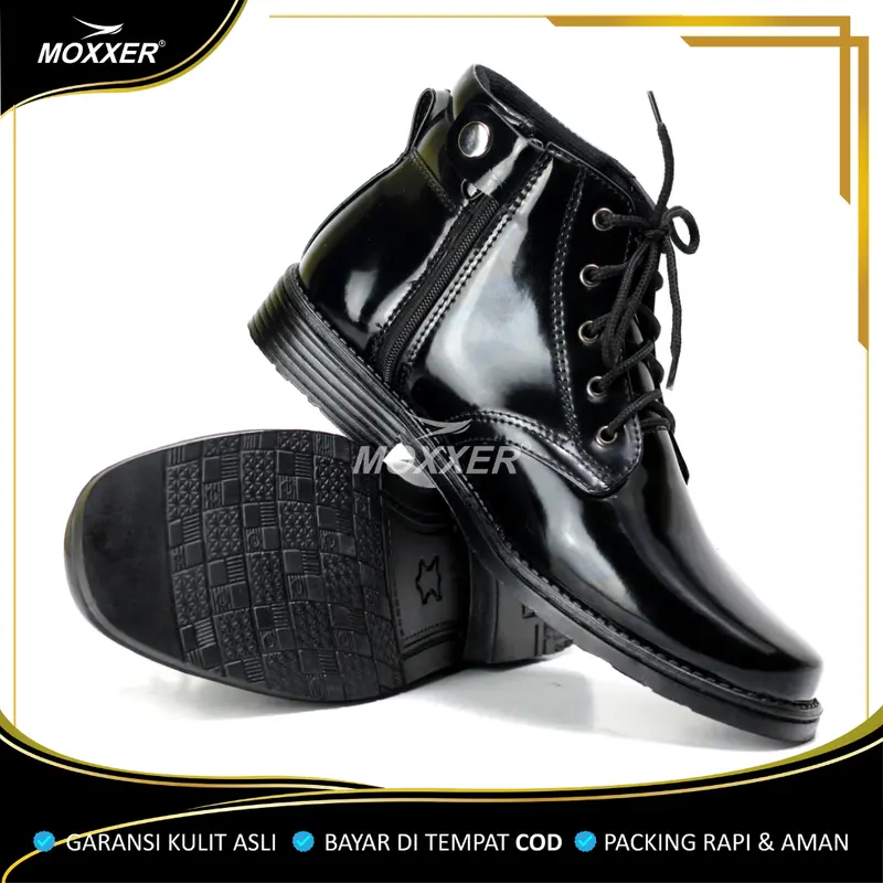 Sepatu PDH Kulit Asli 04 Dinas Security Satpam Pria Sepatu Kerja Kantor Oxford Pantofel Glossi Tali Resliting Karet Boots 3