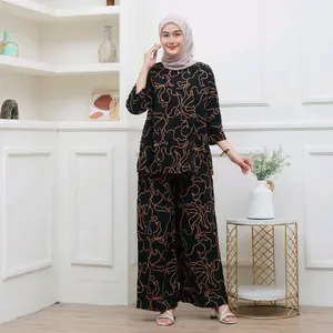 One Set Hilya  Rayon Busui Atasan Celana Panjang Nyaman One Set Hits 2024 Baju Kulot