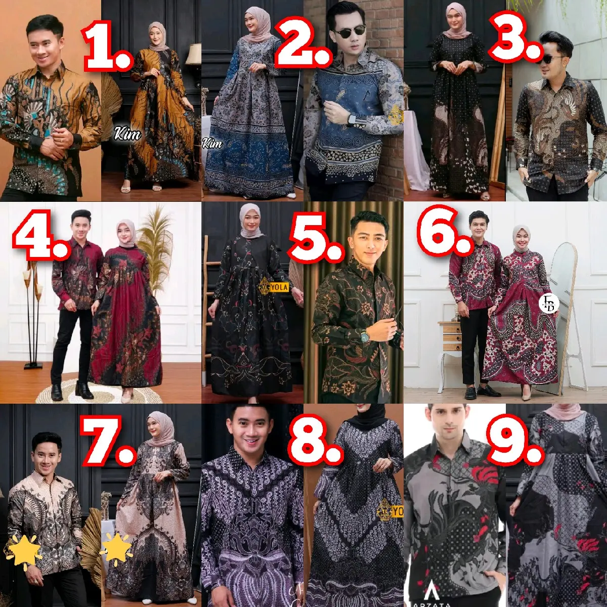 1. Baju Batik Couple Kemeja Gamis Poli katun Fashion Pasangan POLI KATUN Seragam Batik Dewasa Sarimbit