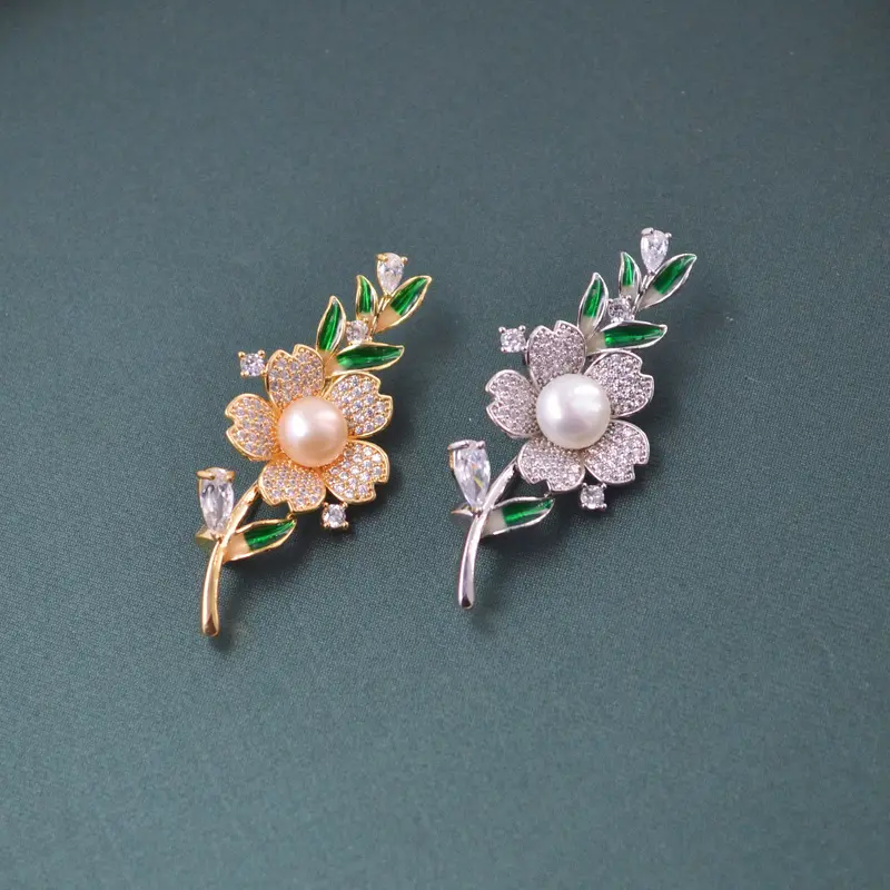 Bros Mutiara Asli dengan Permata Mewah Elegant 4