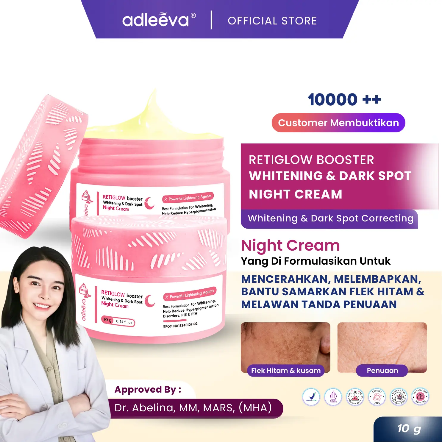 ADLEEVA Night Cream Retiglow Booster Whitening & Dark Spot Night Cream