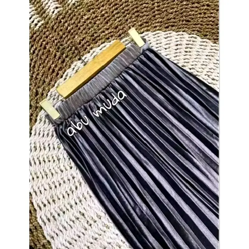 Rok plisket velvet 7/8 || Rok plisket bludru || Rok plisket bludru premium || Rok bludru pendek Dewasa Wanita Bawahan Cewek 5