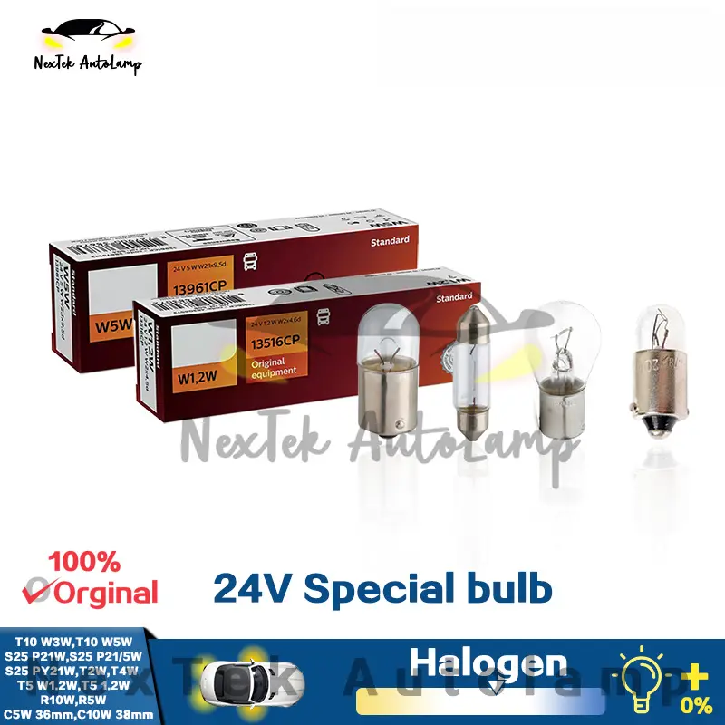 For Philips T10 S25 T2W T4W T5 R5W R10W C5W 24V Standard Halogen Lamp Original Truck Signal Turn Bulb (1 Bulb)