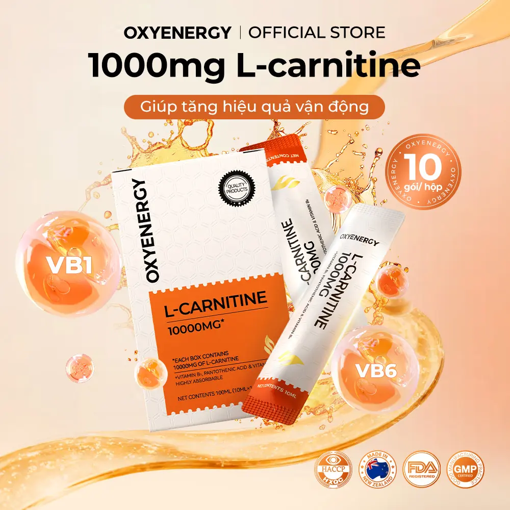 For Creator] Oxyenergy Thức uống L-Carnitine, 10000mg/hộp, Hỗ trợ phục hồi  năng lượng | Tập luyện hiệu quả | Duy trì sức sống cơ thể, Vị cam, 10ml/ống 