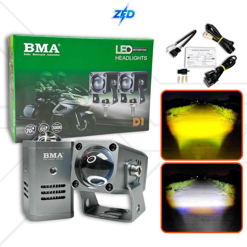 Combo Đèn Trợ Sáng Bi Cầu Mini D1 BMA - Lắp Xe Máy 12-24V Kèm Mạch Passing V4 Xịn - BH 24 Tháng - Phụ Tùng