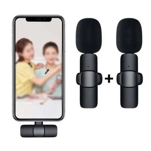 Mikrofon Wireless K9 Portable Dual | 2 Mic Clip-on Vlog | Suara Jernih Microphone Plastik 8
