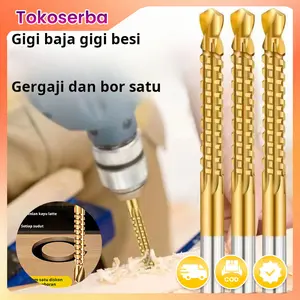 Model bor tangan multi-fungsi dengan mata bor bergerigi untuk menggoreng, menggoreng, dan menggoreng kayu.