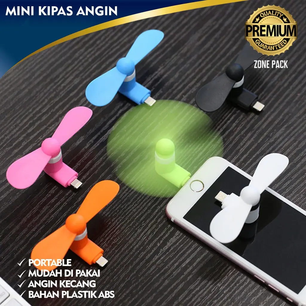 Mini Kipas HP | Kipas Angin Portable | Type C | Iphone | USB Biasa