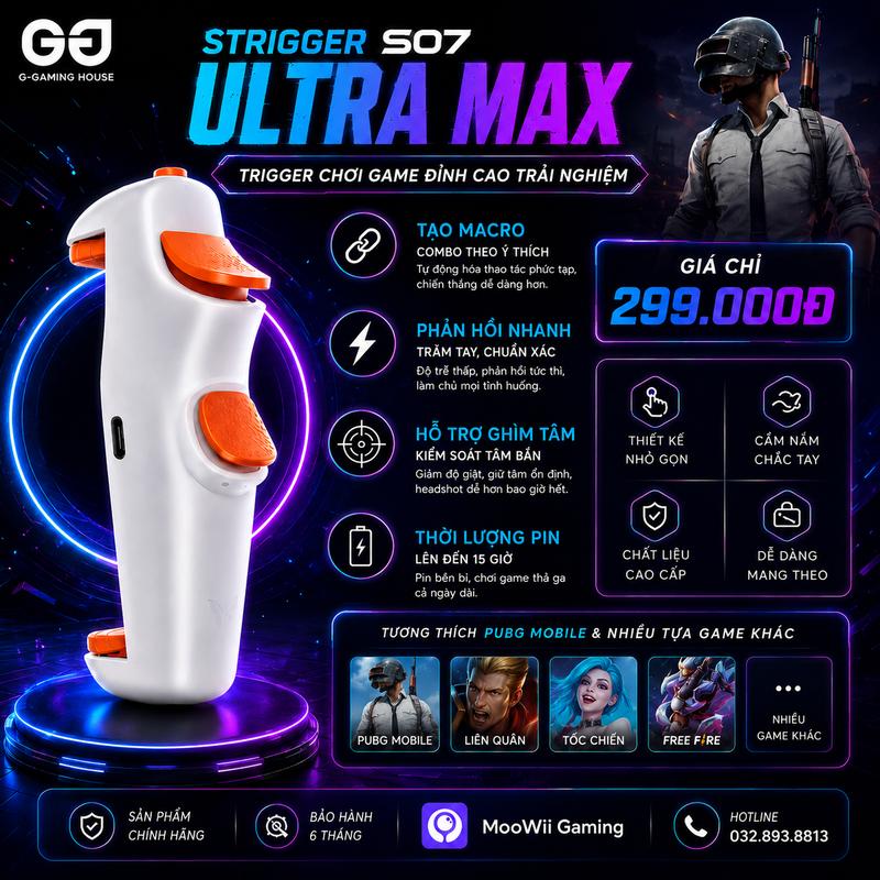 Nút Bắn Chơi Game Red Spider S07 Ultra Max Kết Nối Bluetooth Dành Cho Điện Thoại, Máy Tính Bảng Chơi Điện Tử Phụ Kiện Chuyển đổi