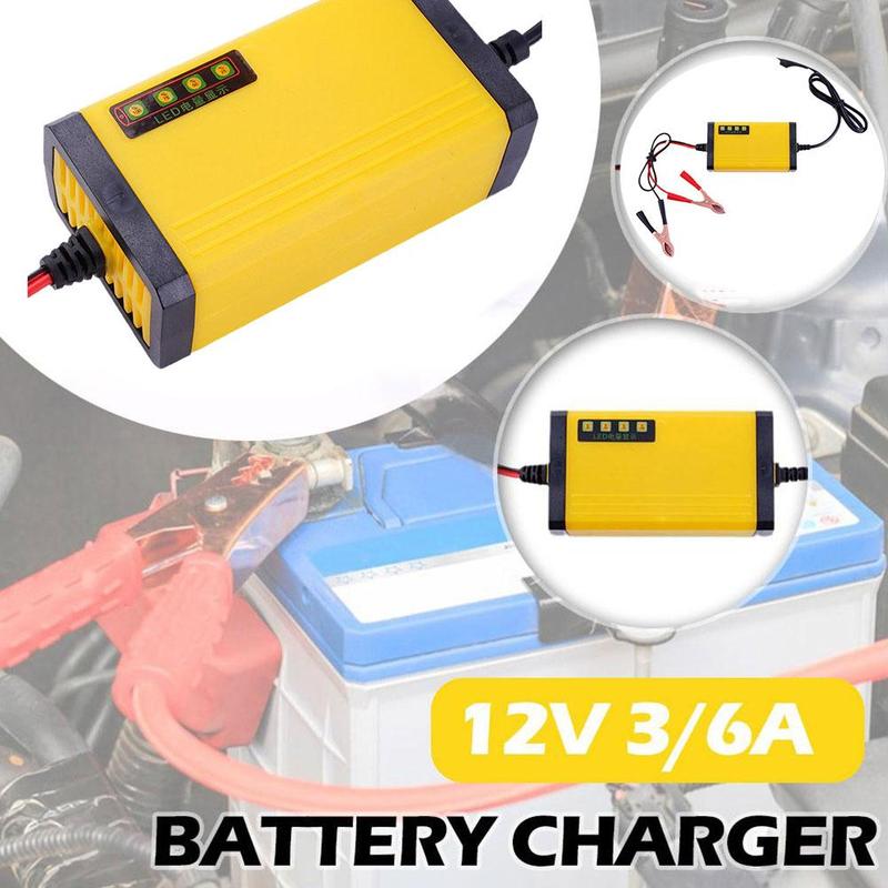 Bộ sạc pin xe máy và ô tô 12V 3A với màn hình LCD cho pin axit chì