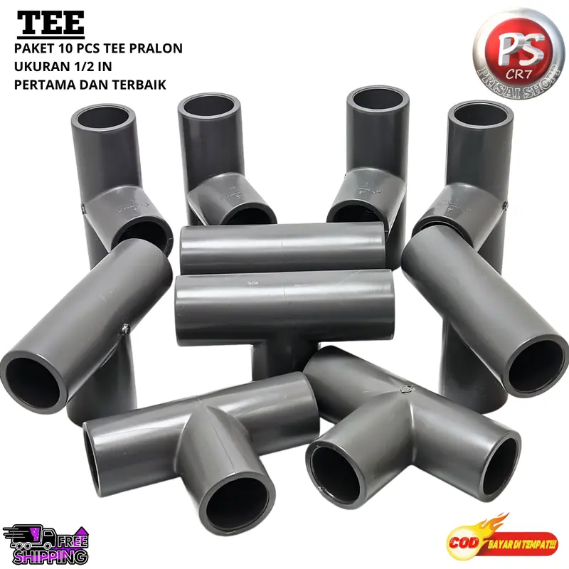 paket 10pcs T tee 1/2''inchi merek pralon/sambungan pipa pvc cabang 3 merek pralon 1/2''inchi 1