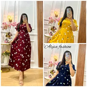 Baju Panjang Wanita Nalla LongDress Motif Baru - Busui priendly nyaman adem