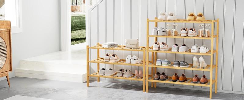 Product Introduction of Shoe Rack, 2/3/4/5/6 Tier Bamboo Shoe Organizer, Stackable Free Standing Wooden Shoe Storage Shelf for Closet, Entryway, Front Door Entrance 11