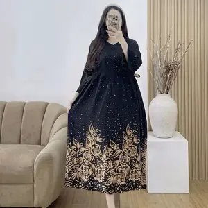 Daster/Dres Motif Daun Dengan Ld 120 Resleting Depan Busui Bisa Untuk Wanita Hamil Bumil
