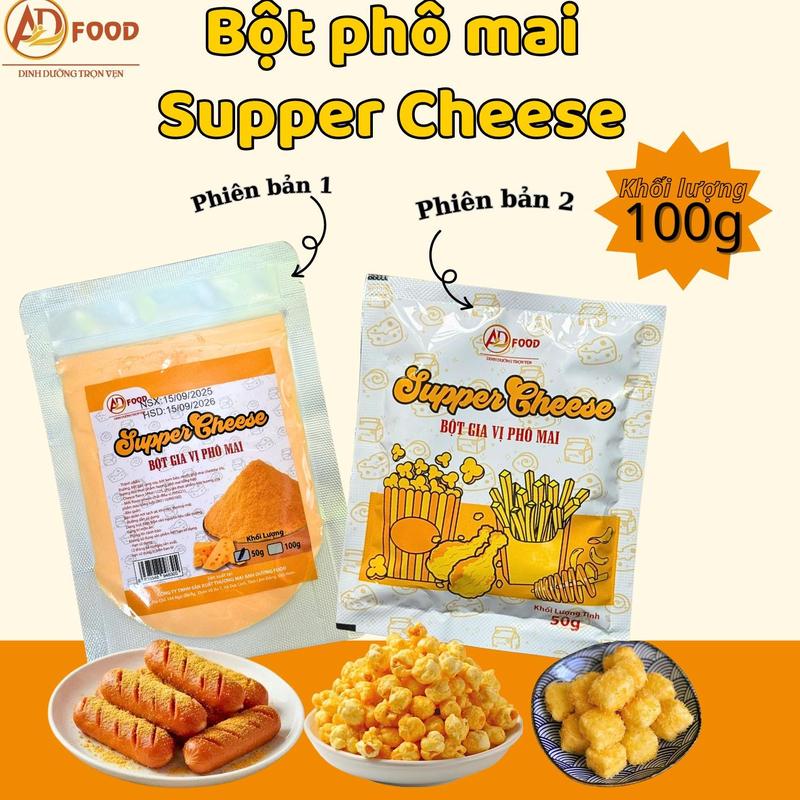 100g Bột phô mai Supper cheese ADFOOD - mặn ngọt màu vàng đậm làm gia vị lắc sốt phô mai