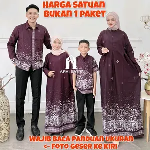 Arvi Batik Couple Batik Keluarga Burgundy Lebaran Terbaru Gamis Busui Dan Kemeja Batik Bahan Microtex Halus