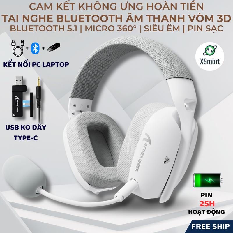 Tai Nghe Chụp Tai Bluetooth Attack Shark L80 Super Bass Âm Thanh Vòm Có Mic Chơi Game 360 Độ Jack USB - TypeC Không Dây