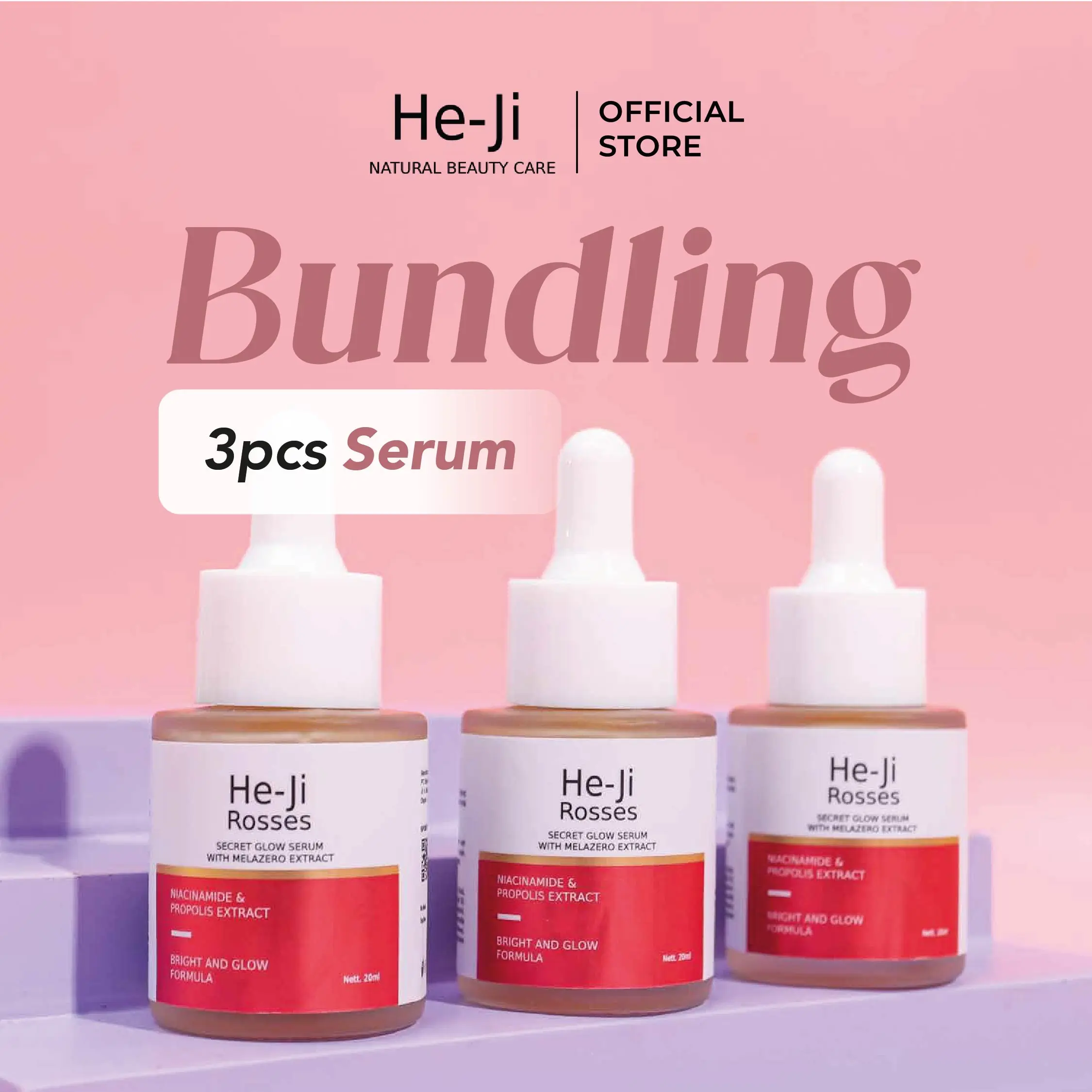 [He-Ji] PROMO BUNDLING 3pcs Rosses Secret Glow Serum With Melazero Extract 20ml - Brigth & Glow Formula