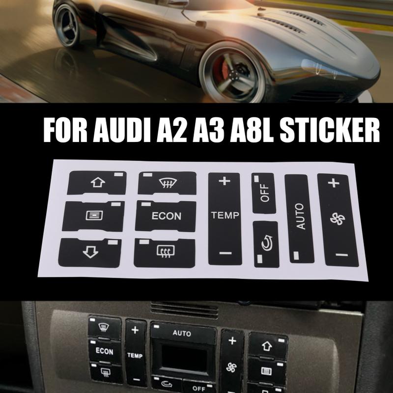 Product Introduction of For Audi A2/ A3 8L A/C Button Repair Kit Fix Faded Ugly Car Stickers Car Air Condition Control Switch Button Repair Stickers 7