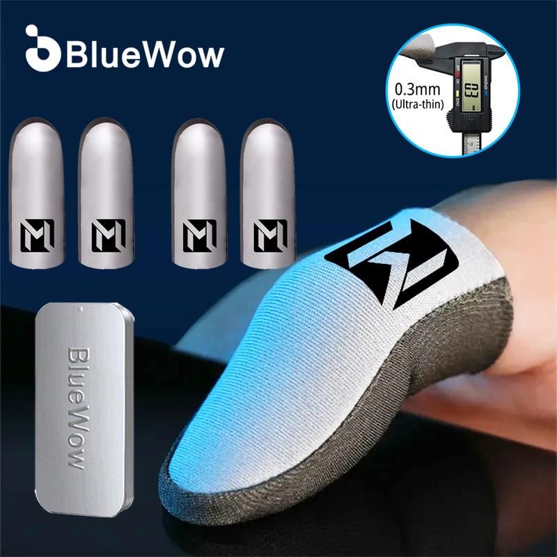 Bọc Ngón Tay, BlueWow, Sợi Màu Bạc Thoáng Khí, Tay Áo Đầu Ngón Tay Cho Bộ Điều Khiển Trò Chơi, Thích Hợp Cho PUBG Và Màn Hình Cảm Ứng Pro Chơi Game, Găng Tay Ngón Tay Cái, Thích Hợp Cho MLBB