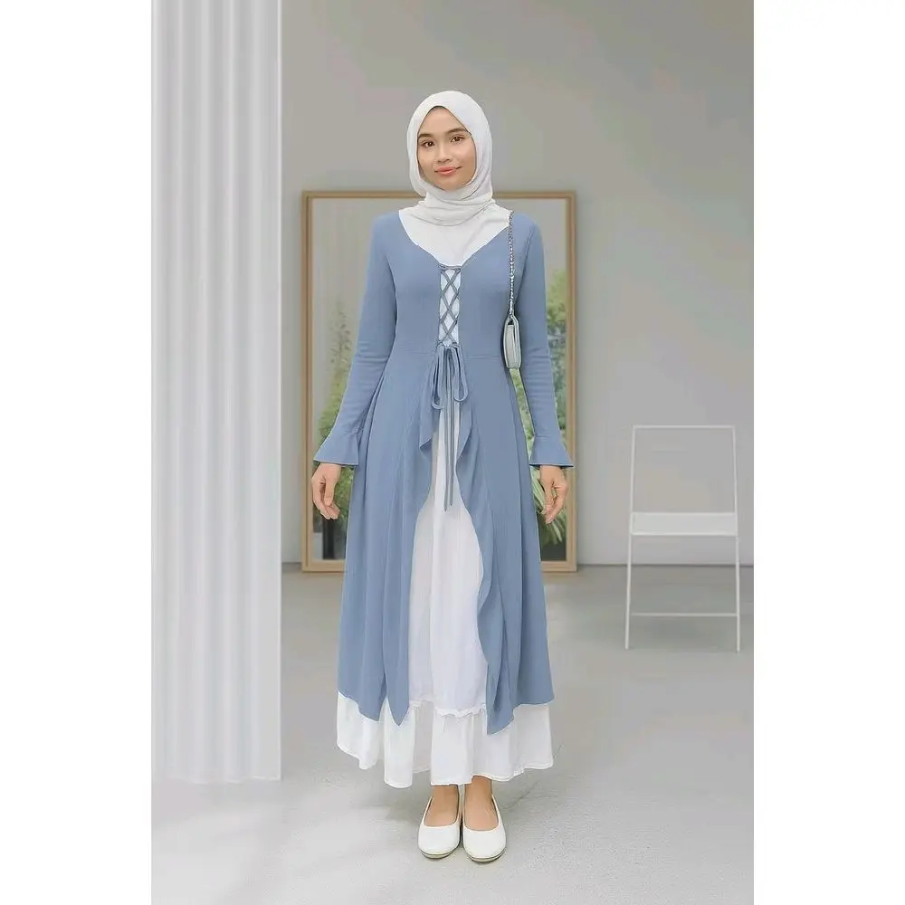 Fashion LONG TAIL CARDY Knit Rib Baju Wanita Modern dengan Desain Elegan dan Nyaman Outer Basic Casual Muslim Cardigan