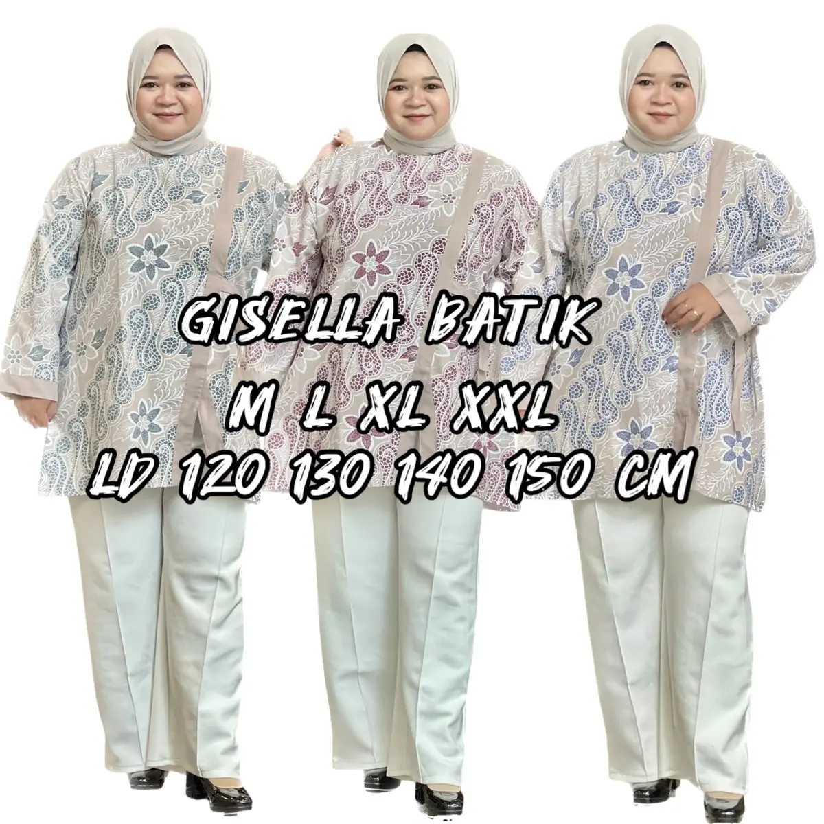 ATASAN BATIK BIG SIZE JUMBO BAHAN KATUN M L XL XXL LD 120 130 140 CM Seragam Kantor Pendek Soft