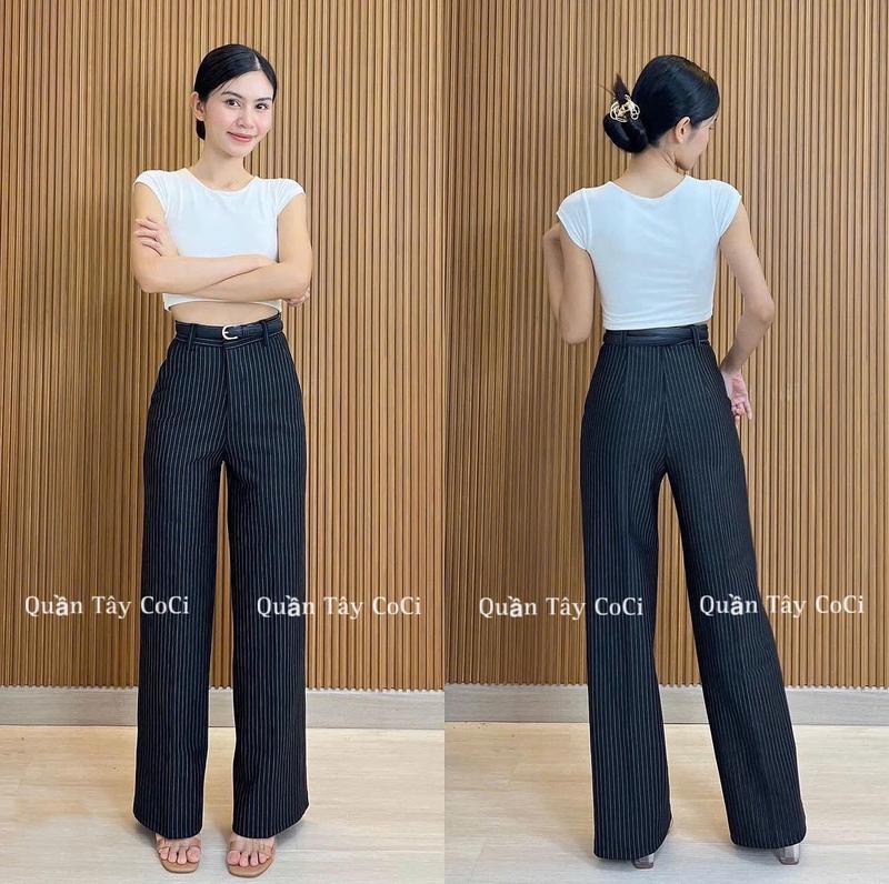  MS05 CoCi Quần Tây CoCi ống rộng kẻ sọc dáng dài chất mềm mỏng - Cạp cao siêu tôn dáng chất liệu thoáng khí thoải mái và thiết kế hiện đại tiện lợi 