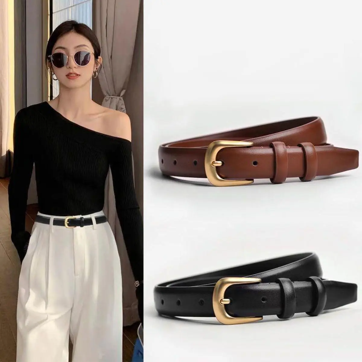 เข็มขัดหนัง สำหรับผู้หญิง SY-1027 คุณภาพ 100%เข็มขัดสำหรับรอบเอว 22-34 นิ้ว