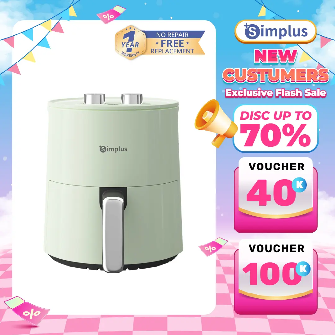 【MEGA SALE】SIMPLUS (COD) Air Fryer Low Watt 650W Kapasitas 4L/ Penggorengan Tanpa Minyak Peralatan Multifungsi Bergaransi Satu Tahun KQZG007