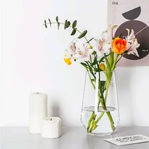 Vas Bunga kaca bening Aesthetic / Pot kaca tanaman air Hidroponik FLORIDA / PENDEK