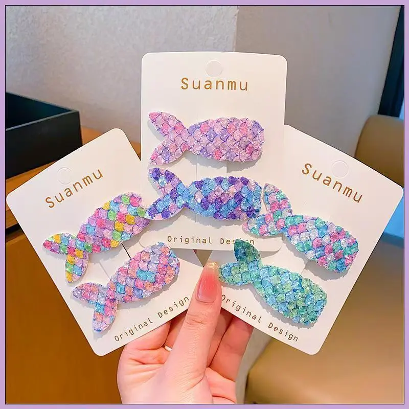 New colorful sequin mermaid tail hair clip, children's sweet hair clip, bangs clip