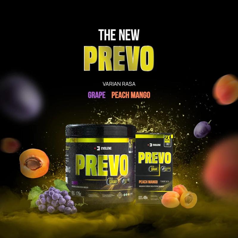 NEW PREVO EVOLENE 7S DENGAN 25S RASA MANGGA DAN ANGGUR, PRE WORKOUT ...